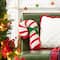 Glitzhome® 15.75" Hooked Christmas Candy Cane Pillow